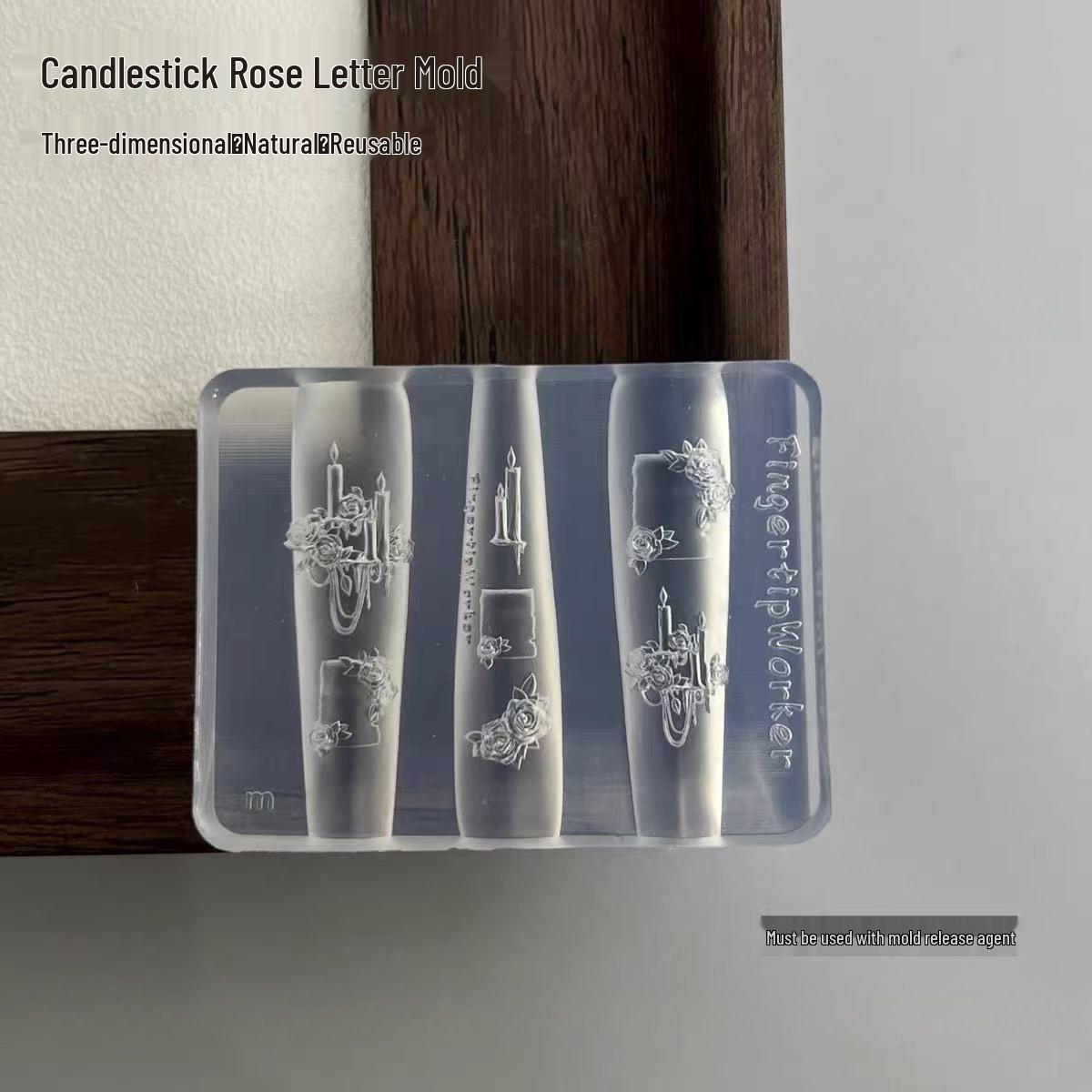 Clear 3D Rose Letter Nail Art Silicone Mold for DIY Decorations