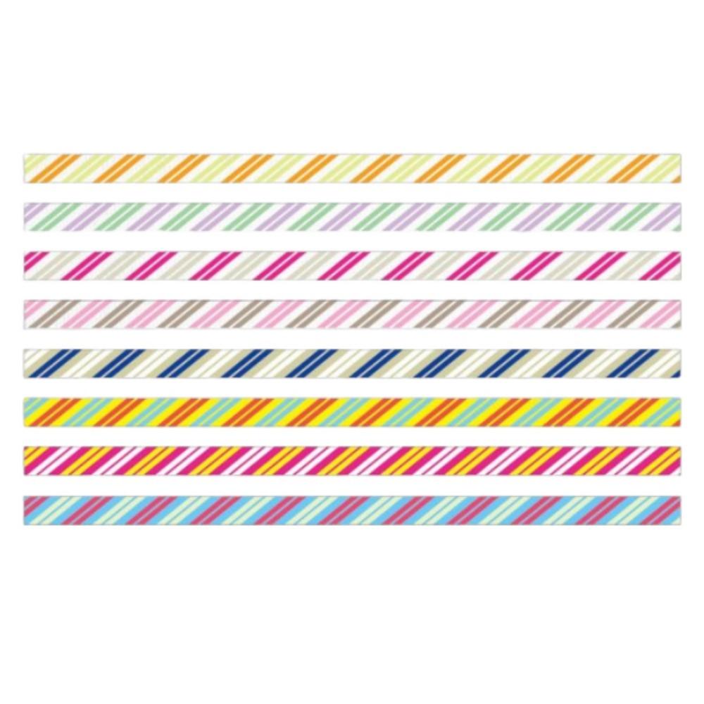 8 Rolls Kawaii Paper Artwork Decorative Tapes DIY 8 Rolls Grid Adhesive Tape 3MM Wide Decorative Sticker Roll Stripe Supplies