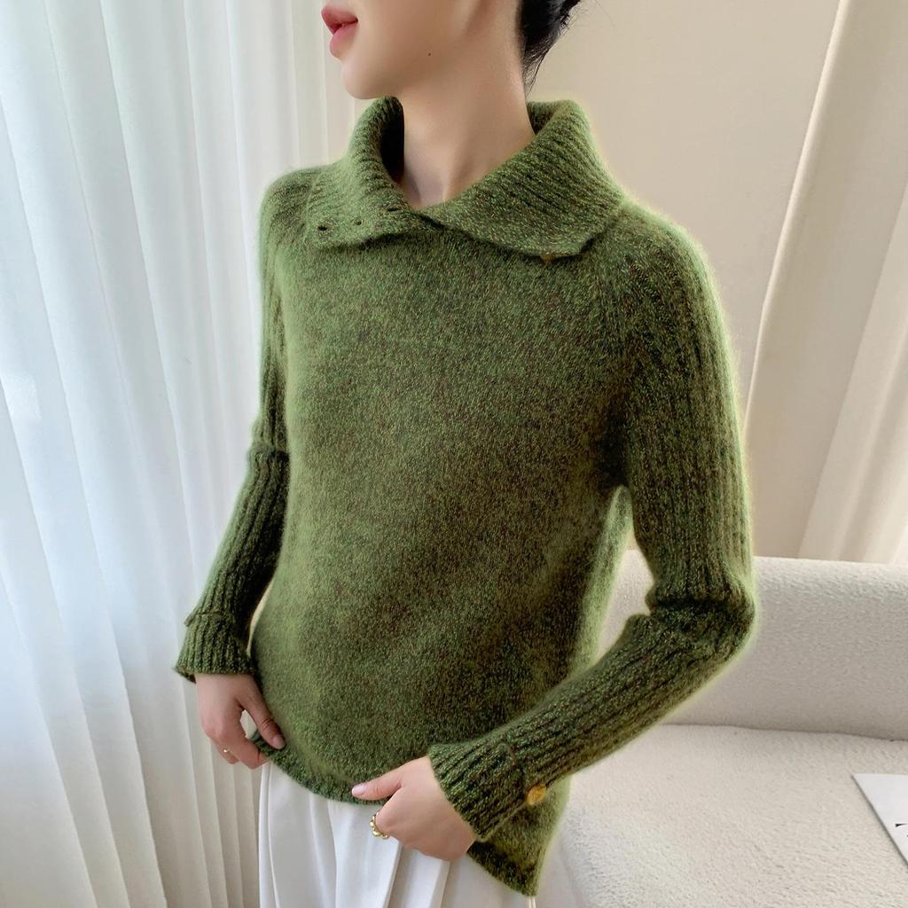 Women’s Thick Cashmere Base Layer Sweater - Gentle Style Heather Yarn - Autumn/Winter 2025 Collection