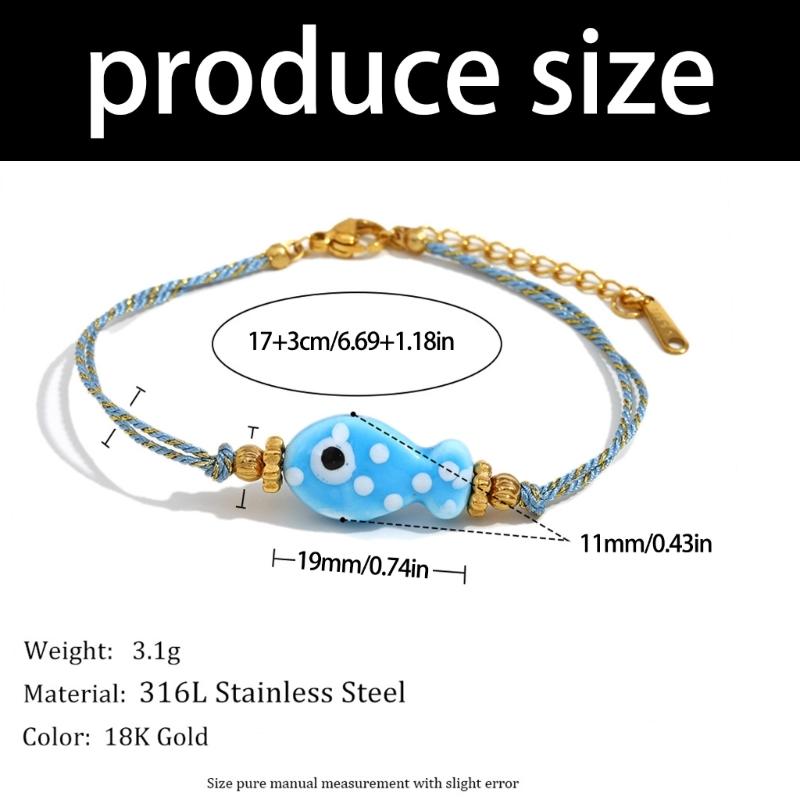 Fish Inspired Knotted Stainless Steel Cord Bracelet With Customizable Length Portable Accessory Stylish Outfits