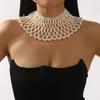 N11191 New French Elegant Light Luxury Neck Chain Handwoven Fake Collar Imitation Pearl Scarf Pearl Necklace Women