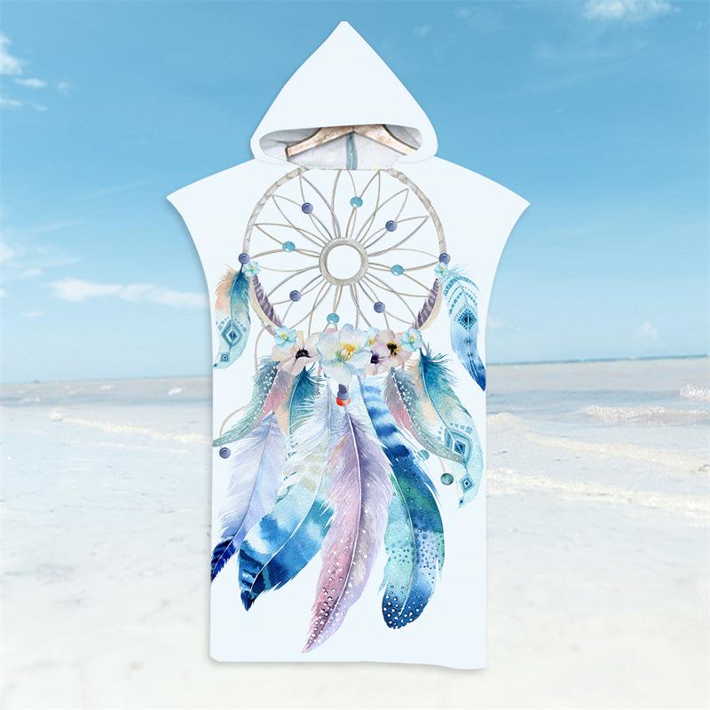 Microfiber Quick-Dry Hooded Beach Poncho Bathrobe for Adults