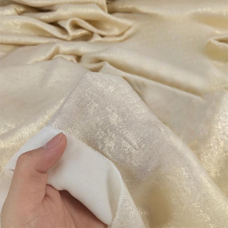 Wide 150cm Shiny Hot Stamping Stretch Luster Fabric For Diy Sewing Wedding Dress Hanfu Upholstery Sofa Curtain Background Cloth
