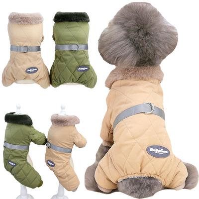 Pet Supplies Winter Clothes Diamond Pattern Four-legged Cotton Coat Warm and Comfortable Cute Four-legged Coat