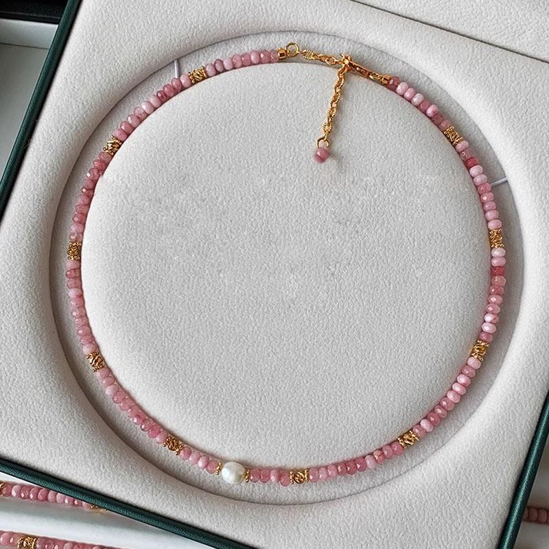 Freshwater Pearl Mixed Color Natural Stone Bracelet Summer Dopamine Necklace Temperament Shoushan Stone Agate Collarbone Chain