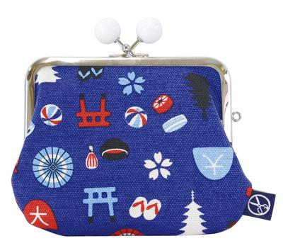 Maeda Senko Goshiki Kyoto Limited Series Clasp Wallet Blue H13 X Hanpu-do [KYOTO JAPAN] Parent-Child (with Beads) Size Approx. W14.5cm