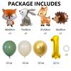 Hedgehog Deer Fox Rabbit Balloon Set Gold Number Balloon for Boy's Woodland Animal Happy Birthday Party Decorations Kids Gifts