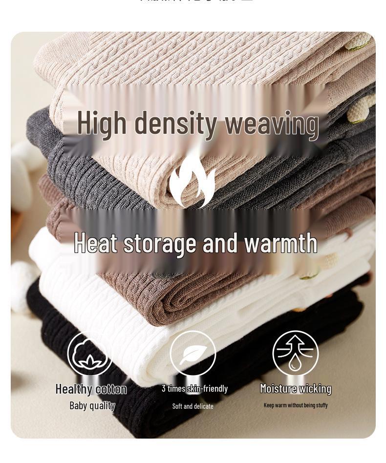 Girls' Fleece-Lined Cable Knit Leggings with Lace Trim for Autumn & Winter