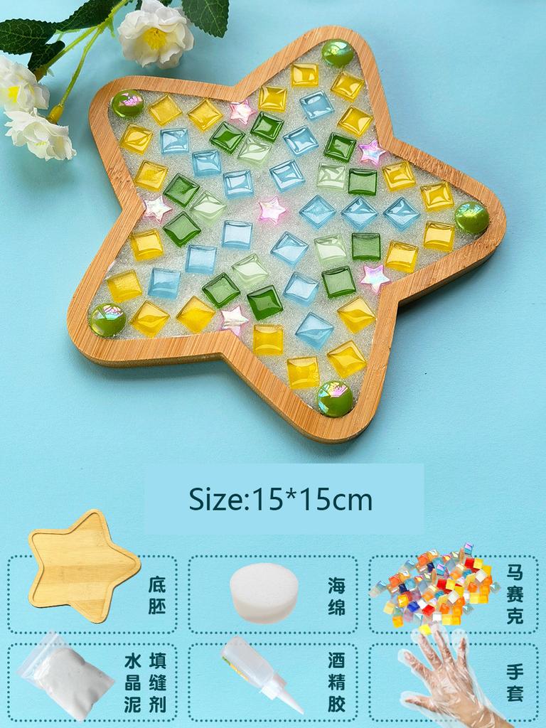Bamboo Mosaic DIY Coasters Handmade Creative Material for Cup Mat Placemat Mosaic Crystal Craft Tool Kit Kids Gift