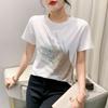 Sommer Design Flügel Diamant Kurzarm T-Shirt für Damen Baumwolle Locker Slim T-Shirt Modisches Vielseitiges Top Trendy