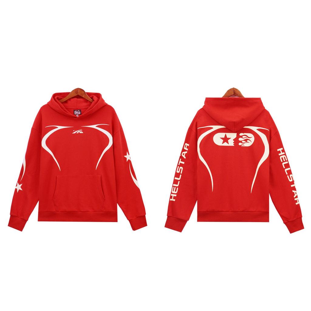 Hellstar Print Retro American Logo Hooded Sweatshirt