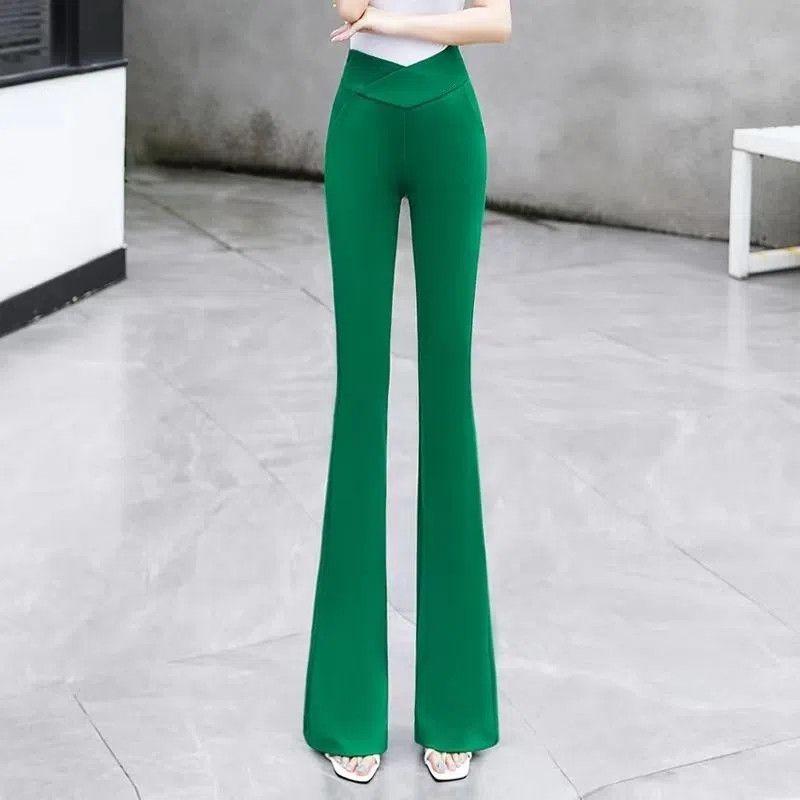 New Spring and Autumn Style Micro-flare Pants for Women with High Waist Design Niche Slim and Draped Trousers