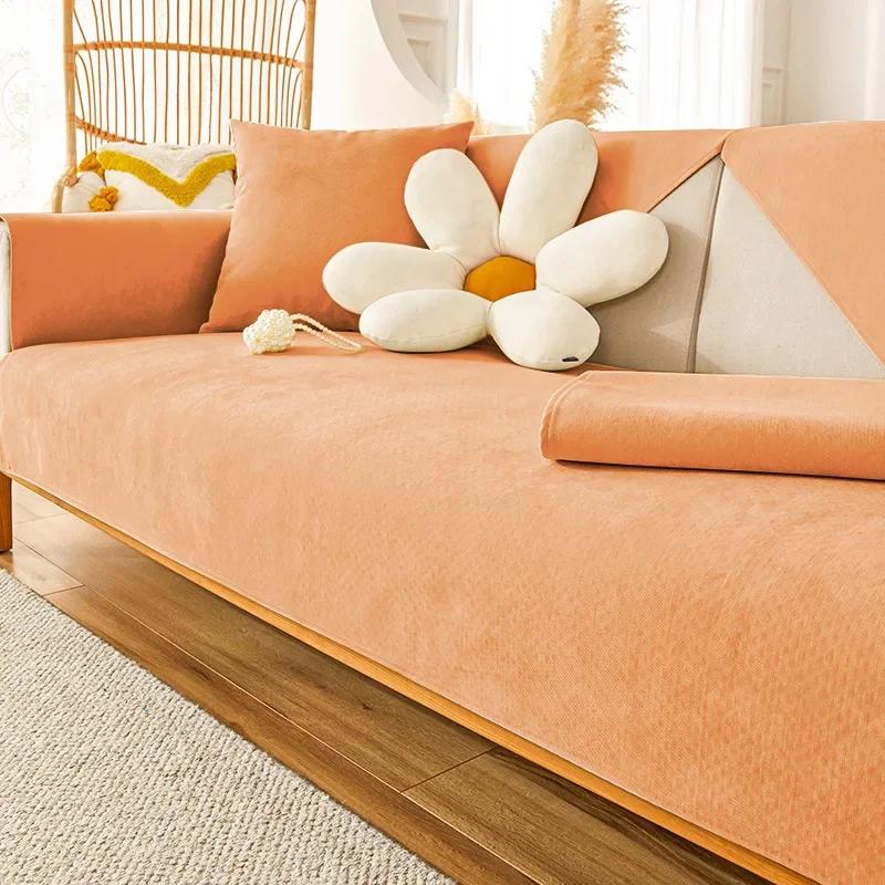 Waterproof Sofa Cushion Anti-scratch Four Seasons Universal Sofa Mat Solid Color Chenille Non-slip Technology Fabric Sofa Cover