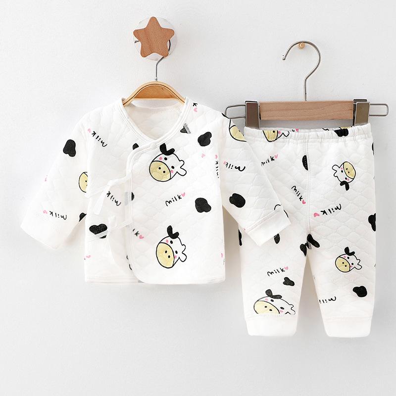 Newborn Quilted Cotton Winter Set: Boneless Two-Piece Outfit for Autumn and Winter