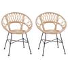 Dining Chair Set of 2 Rattan and Iron Natural Finish 54 X 65 X 82 Cm