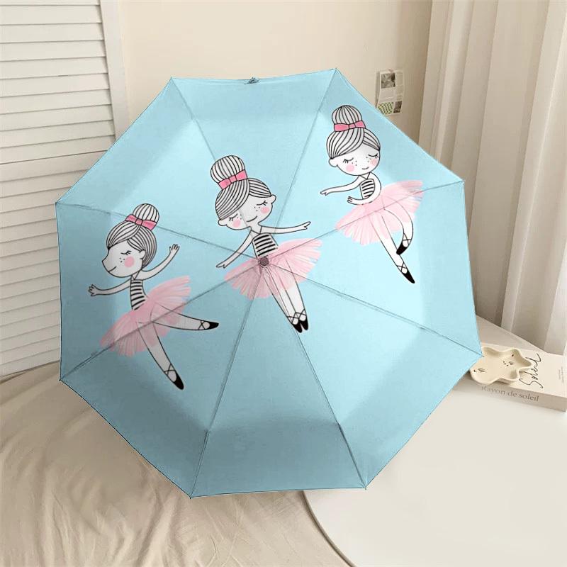 

1PC Ballerina Ballet Umbrella-8-Rib Reinforced Portable Folding Travel Suitable for All Seasons Outdoor Daily Use-G407