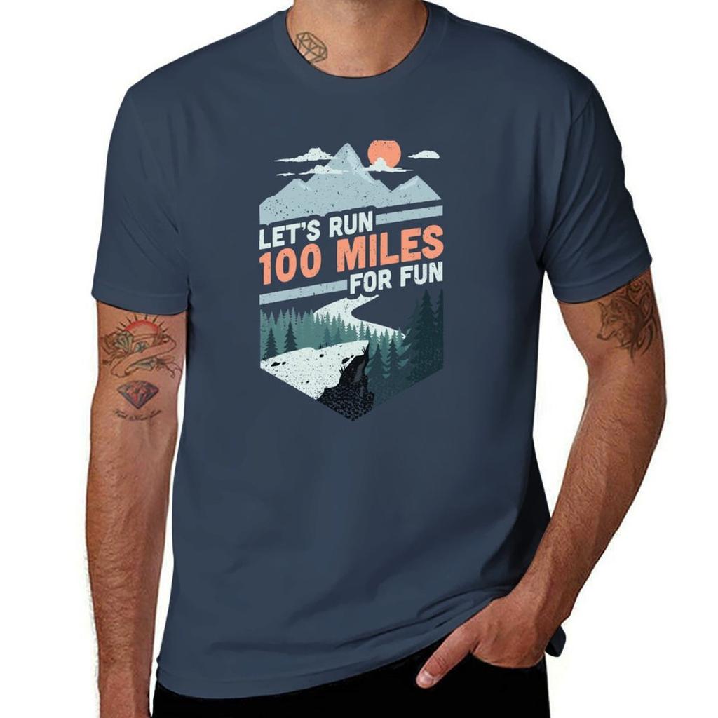 Let's Run 100 Miles Ultrarunning Ultra Trail Runner Gift T-Shirt Plus Size Solid Color T-Shirt