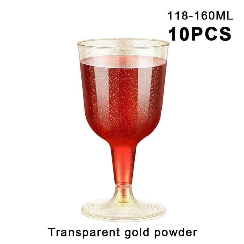10Pcs Disposable Plastic Cocktail Cups,Party Champagne Glasses, Red Wine Glasses,Dessert Table Goblets,Pudding Cups