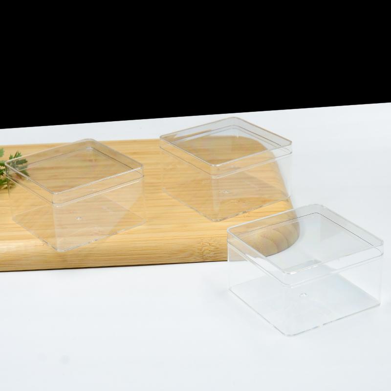 Transparente starre Kunststoff-PS-Material Mousse-Kuchenbox Tiramisu-Behälter Sushi-Dessert Lebensmittelaufbewahrung Kekse Süßigkeiten Verpackungsbox