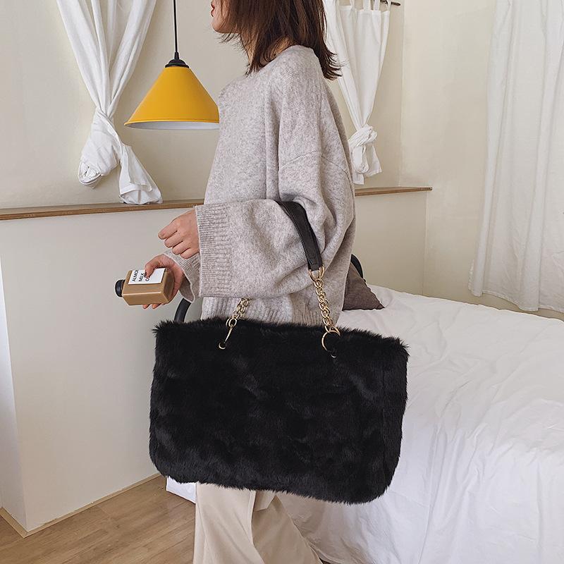New Fashion Women's Designer Bag Soft Fur Quality Large Capacity Shoulder Bag Chain Large Bags