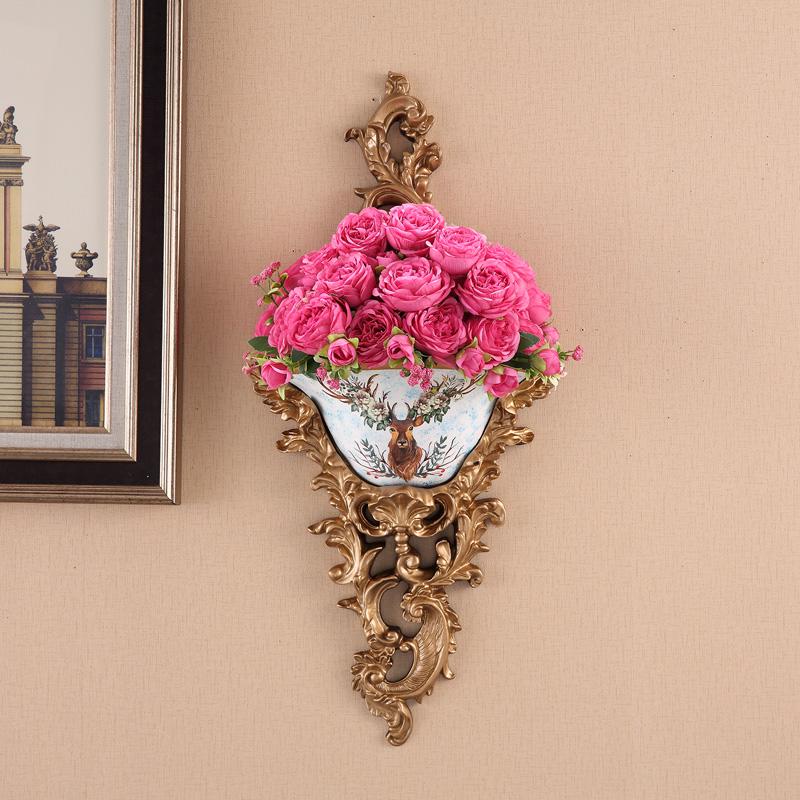 European Wall-Mounted Vase: Creative Resin Ornament for Retro Home Decor