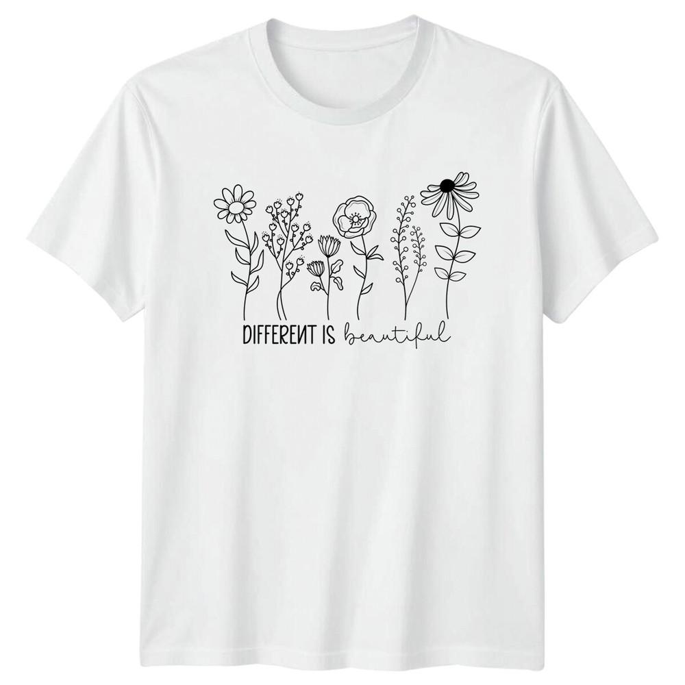 Different Is Beautiful Wildflower Nature Graphic Print TShirt S