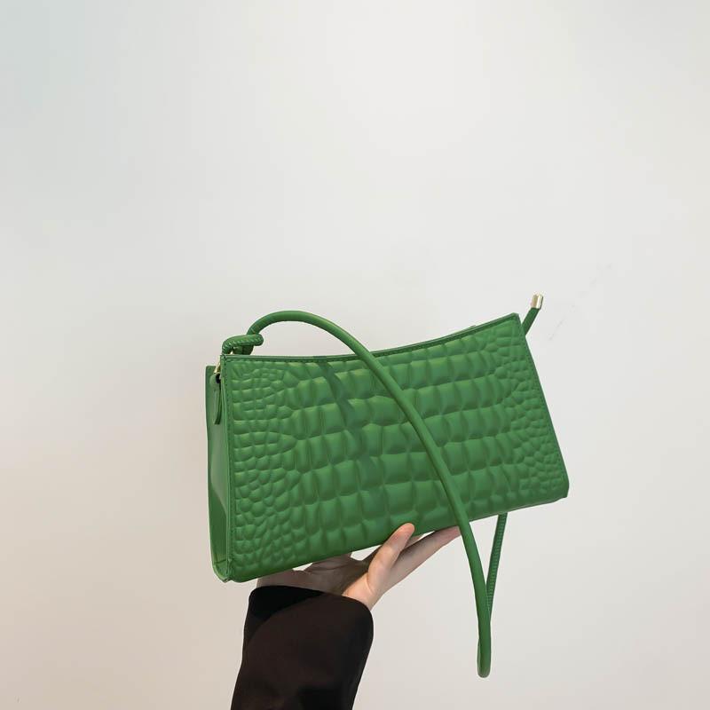 Trendy Black Khaki Rose Red Green White Pu Underarm Bag Versatile Daily Use Small Square Handbag