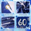 Blue Silver 60th Wedding Anniversary Decorations for Men Women Blue Silver Happy 60th Anniversary Banner and 18Pcs Balloons for 60 Years Wedding