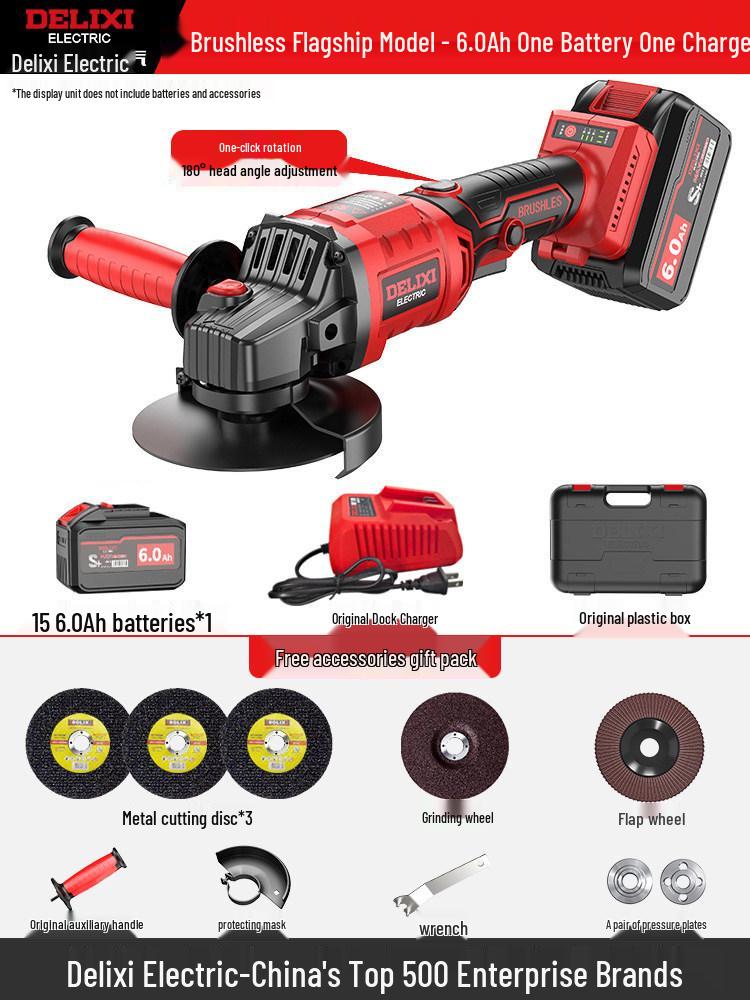 Delixi Rechargeable Brushless Angle Grinder Kit