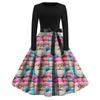 Women's Fashion Casual Round Neck Christmas Print Long Sleeve Dress