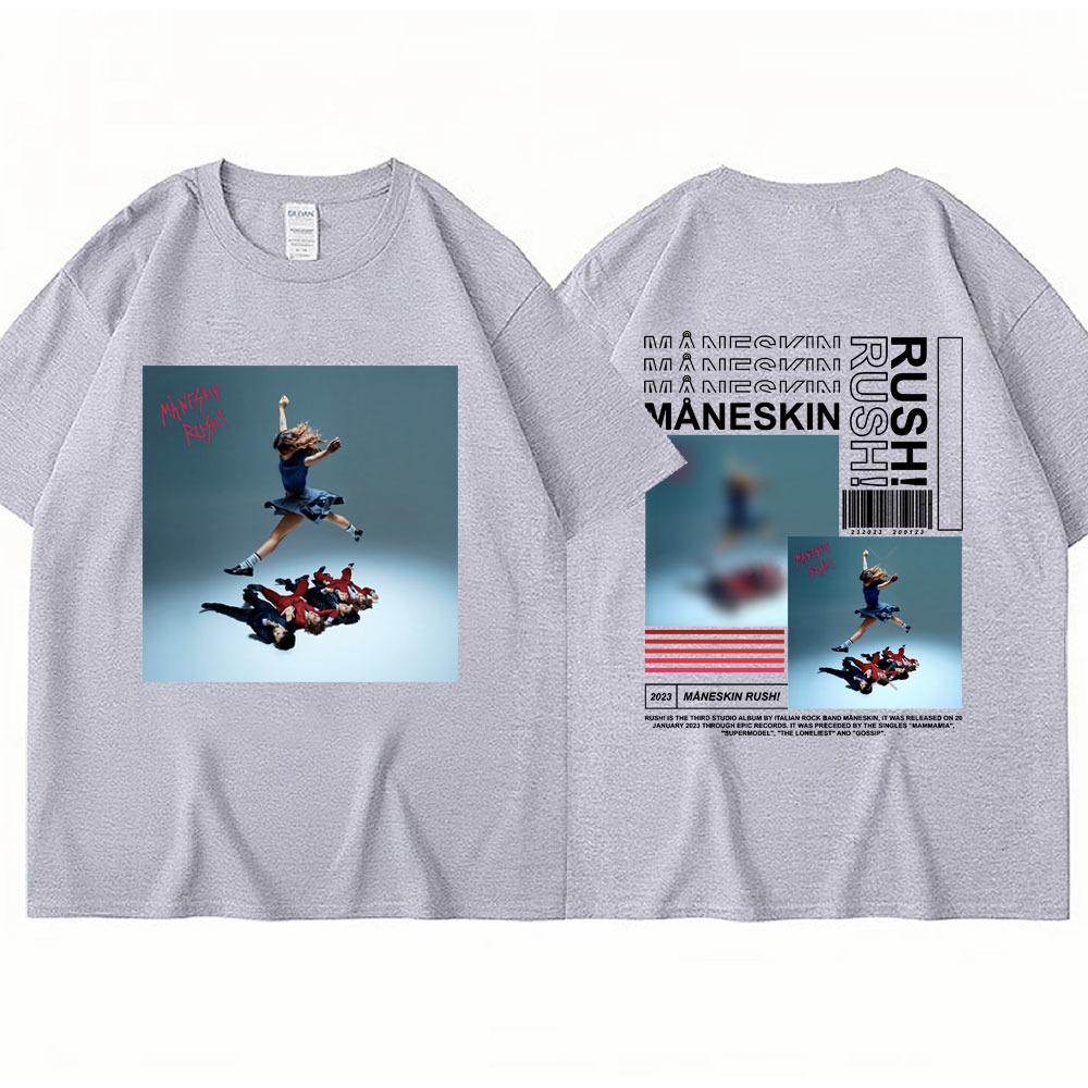Italian Rock Band Maneskin T Shirt Music Album Rush T-shirts Men Women Hip Hop Oversized Cotton Fashion Tees
