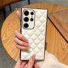 For Samsung Galaxy S24 Ultra Case Rhombus Stitching PU Leather + TPU Shockproof Phone Cover