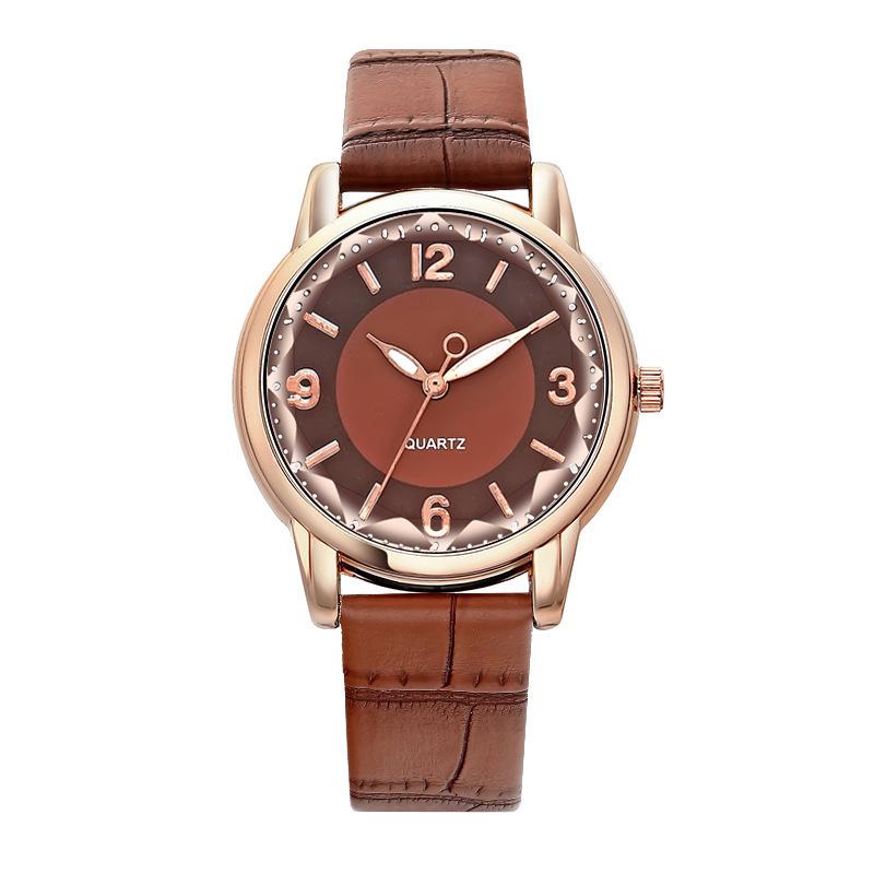 Two-Tone Quartz Women's Watch with Leather Strap - Creative Style