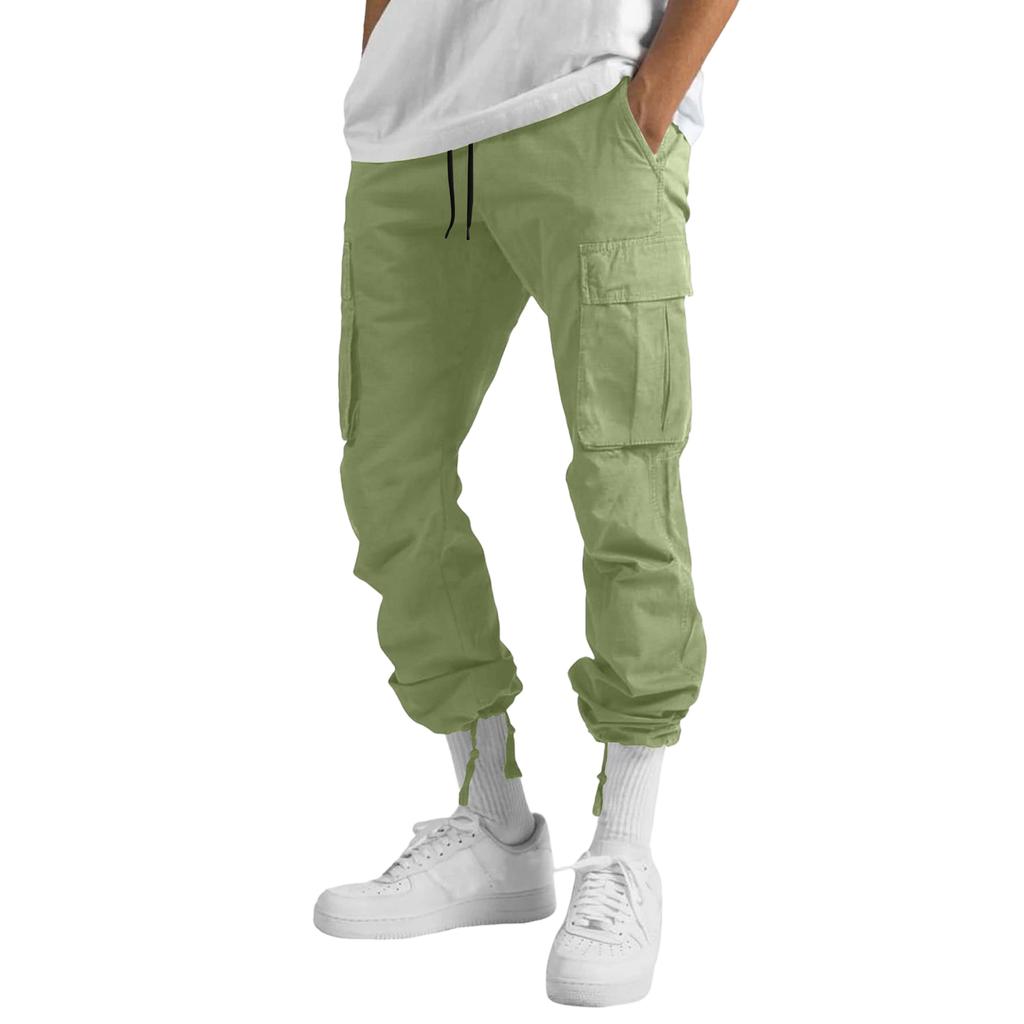 Pantaloni da Lavoro da Uomo con Coulisse e Tasche Multiple, Pantaloni Lunghi Casual