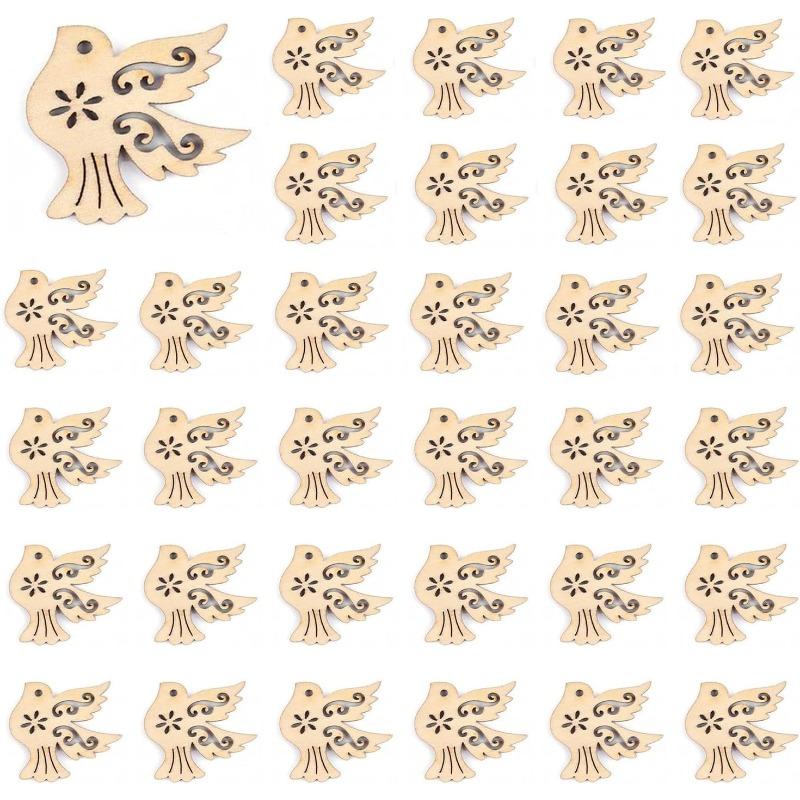 20pcs/lot Unfinished Wooden Peace Dove Wood Cutouts Slices Craft Embellishment Bird Pigeon Shape Cutout for DIY Party Home Decor