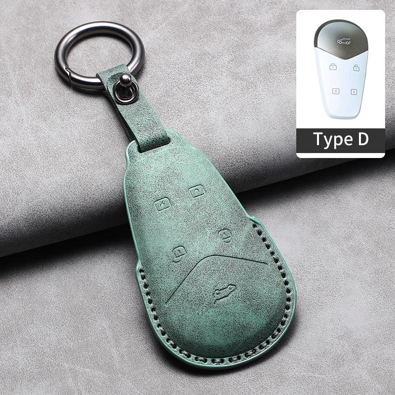 3D Leather Car Key Case Cover For VOYAH DREAM POWER PHEV EV Car Remote Keychain Anti-Scratch Cover Shell Decorative Accessories
