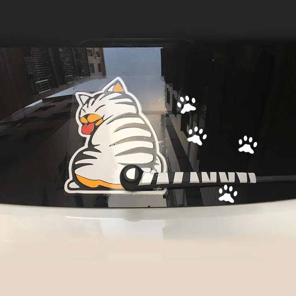 Divertente Gatto Riflettente 3D Coda Zampe Mobili Adesivo Tergicristallo Auto Parabrezza Impermeabile Adesivi Auto Con Coda Mobile