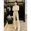 Women's Plush Hooded Sweatshirt & Wide-Leg Pants Set (2025 Autumn/Winter Collection)