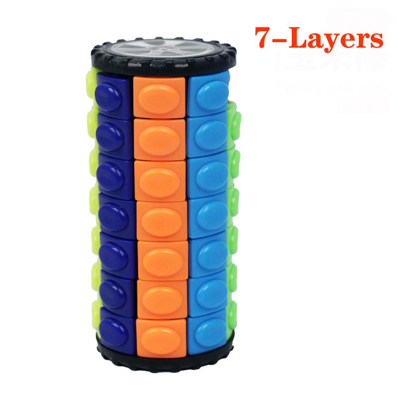 3D Corn Cube Tower 7 Layers Cylinder Stress Relief Decompression Toy Wheel Rotating Develop Intelligence DIY Cylindrical Puzzle