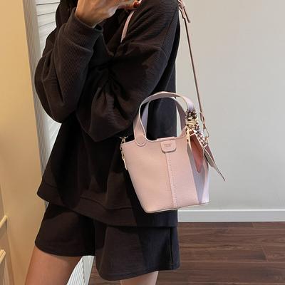 Summer Silk Scarf Bucket Bag Women's New High-end Sense of Work Small Bag Versatile Shoulder Messenger Bag