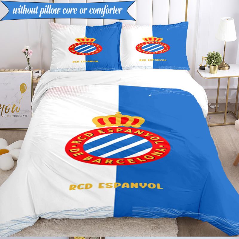 Real Sociedad Crest Design 3pcs Bedding,Including 1pc Duvet Cover And 2pcs Pillowcases Perfect for Christmas,Ideal for Bedroom, Dormitory