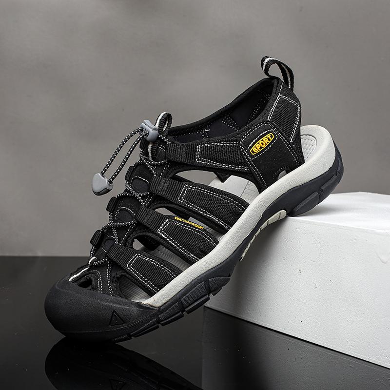Fashion Summer Comfort Soft Sole Sandals Brand Casual Outdoor Non-slip Mens Leather Sandals Men Retro Hollow Out Breathable Beach Shoes