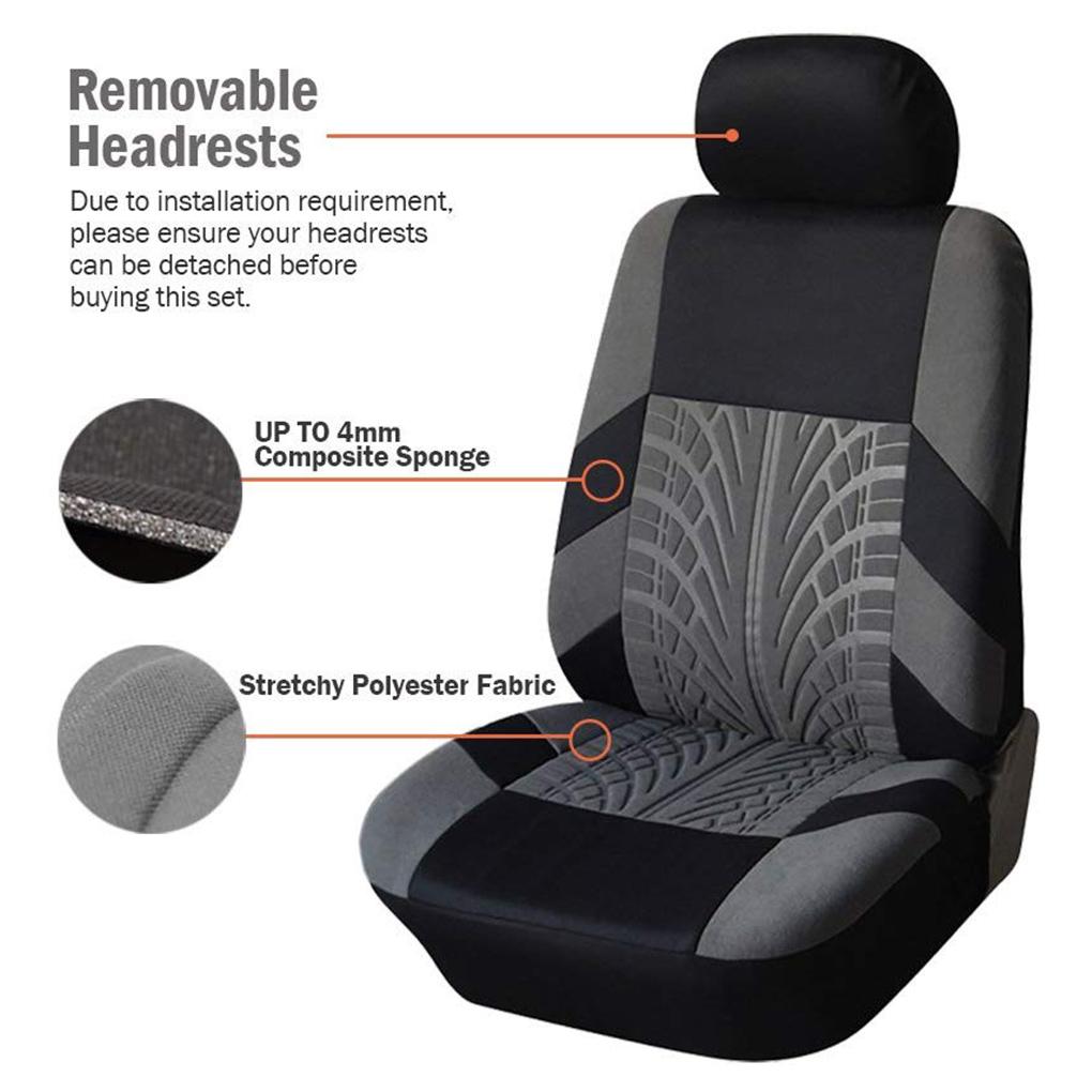 Covers Set Universal Fit Most Cars Covers with Tire Track Detail Styling For Seats