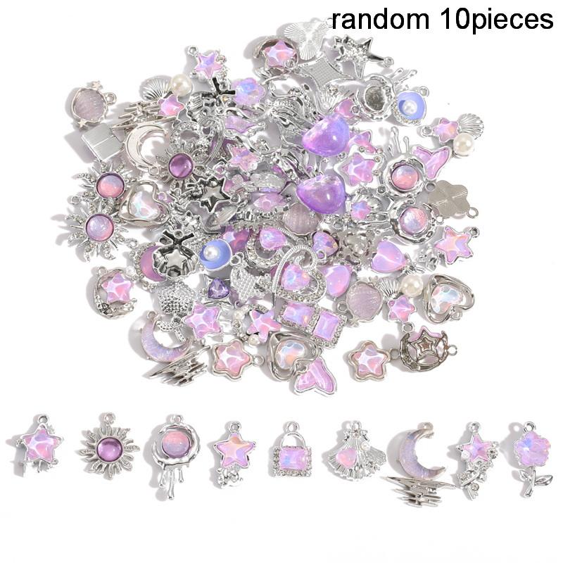 10Pcs Premium Star Moon Alloy Pendants Scratch Resistant Charms for DIY Jewelry Making Handmade Craft Accessories