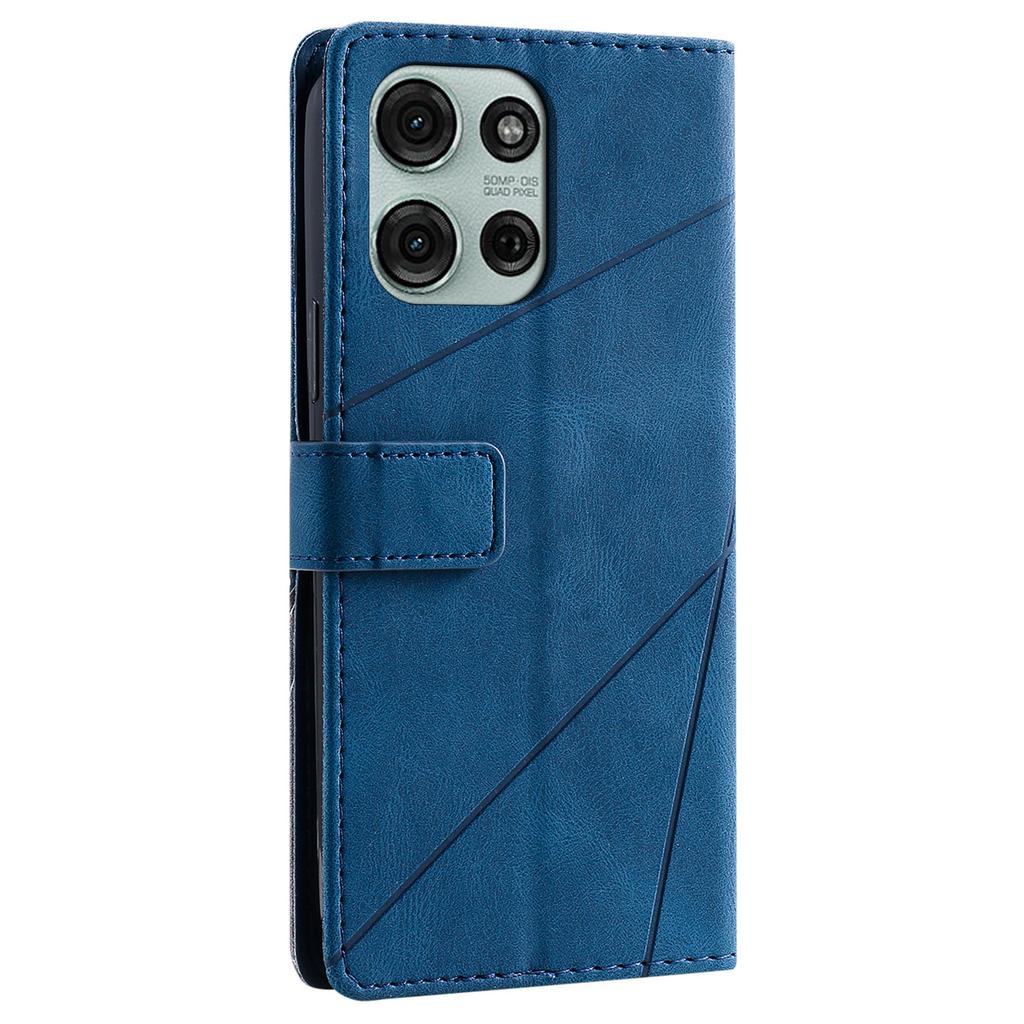 For Motorola Moto G75 5G Case Imprinted Lines PU Leather Splicing Wallet Phone Cover