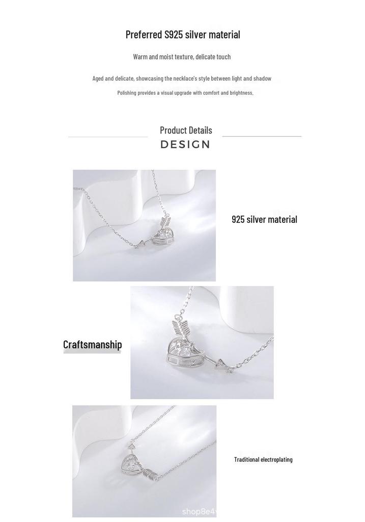 925 Sterling Silver Heart Clavicle Necklace - Celebrity Style