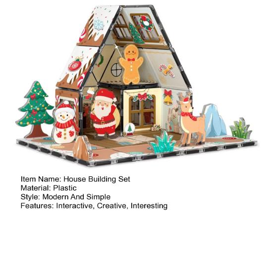 Magnetic Gingerbread House Building Set for Kids DIY Holiday Cookie House Toy with Magnetic Tiles Winter Theme Magnet Building Blocks
