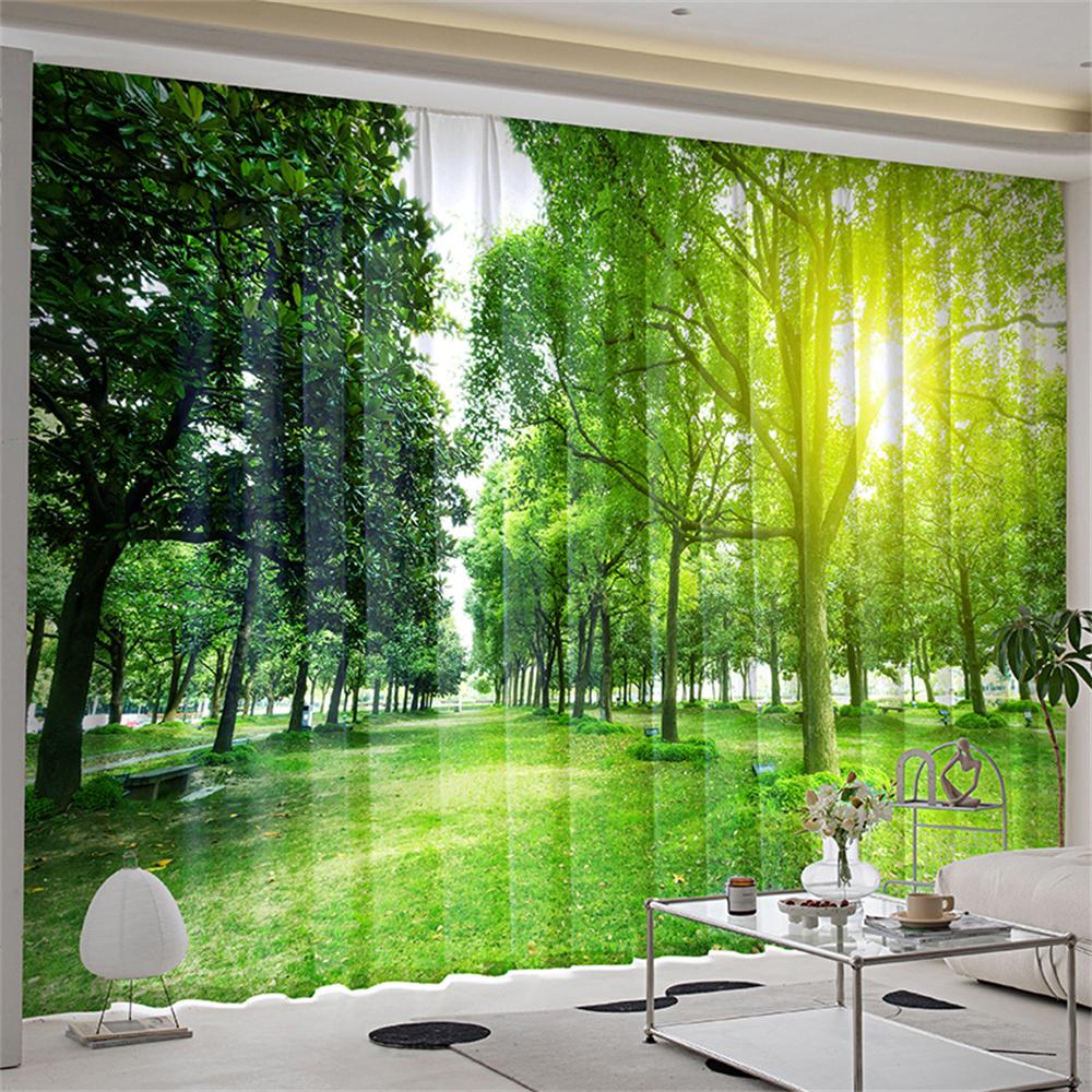 Natural Scenery Forest Landscape Lawn Tree Window Curtains Blinds For Living Room Bedroom Bathroom Kicthen Door Home Decor2Pcs