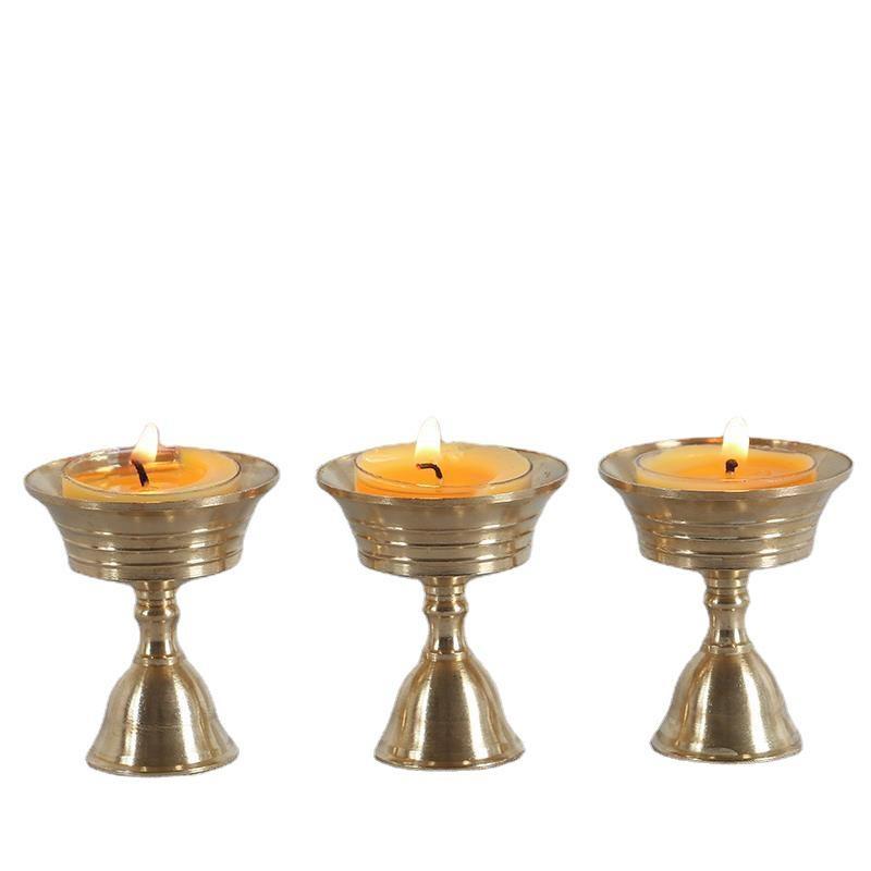 1PC Candle Holders Copper Butter Lamp Holder Long Lamp Candlestick Put Candle Copper Cup Home Decor