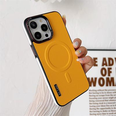 Custodia Magsafe in pelle di lusso per iPhone 16 Pro Max 15 14 13 12 Pro Max, protezione antiurto e antiurto per la ricarica magnetica dell'obiettivo